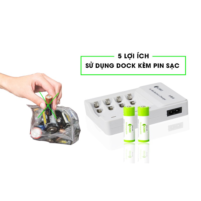 Bộ Dock Sạc Pin Kiwi AA ( Loại 4 viên)