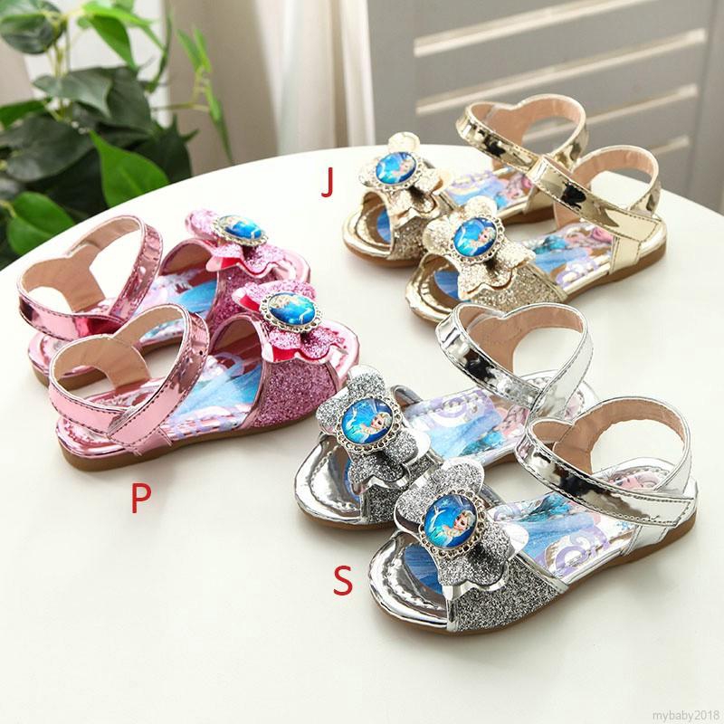 Giày Sandal Da Bóng Đế Mềm Chống Trượt Cho Bé Tập Đi