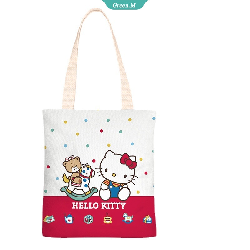 Túi Đeo Chéo Vai Bằng Vải Bố Họa Tiết Hoạt Hình Hello Kitty 2022 Dễ Thương Cho Nữ