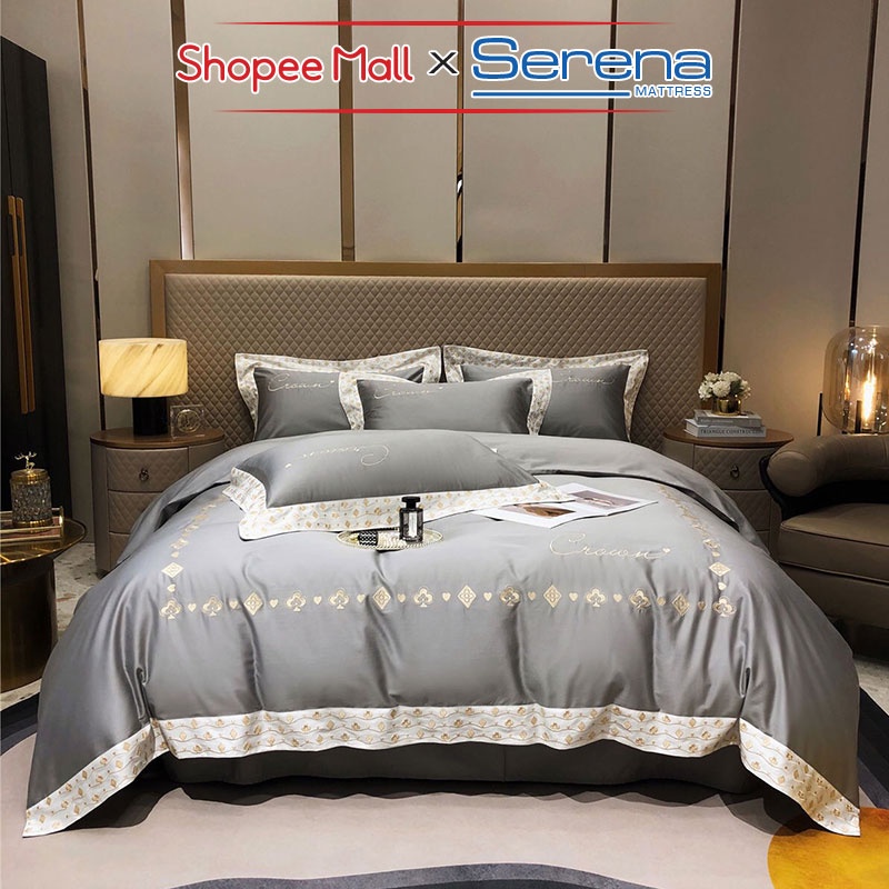 Ga Giường Đẹp 5 Món Lụa Markcross Chính Hãng Bộ Chăn Ra Drap Ga Grap Trải Bọc Giường Kèm Gối Nệm Đệm Trần Bông Cao Cấp