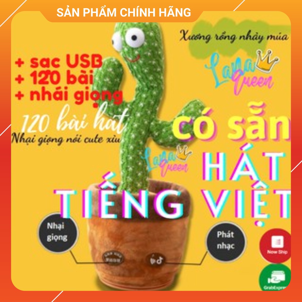 Cây Xương Rồng Nhảy Múa Tiếng Việt ( LOẠI 120 BÀI, NHẠI TIẾNG, CÓ ĐÈN)- SIZE LỚN HOT TIKTOK New 2022