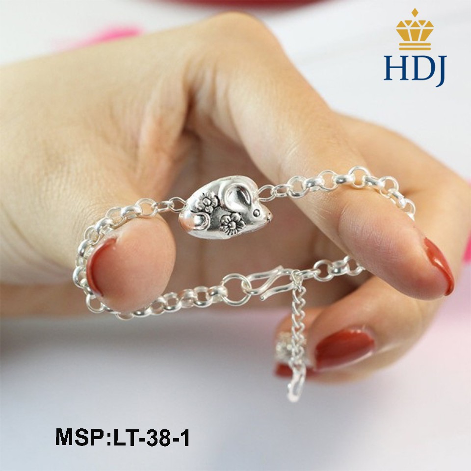 Lắc tay bạc cho bé trai, bé gái, tuổi tý, tuổi con chuột sang trọng trang sức cao cấp HDJ mã LT-38-1 Hàng CHÍnh Hãng