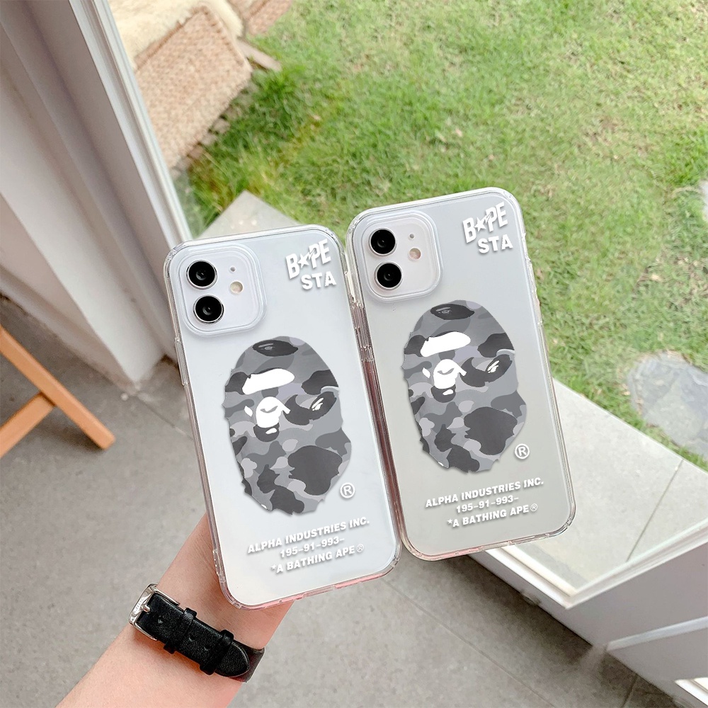 Ốp Điện Thoại Cạnh Mềm Trong Suốt Chống Sốc Họa Tiết Không Gian Bape Cho IPhone 11 13 12 X XS Pro Max XR 12 13 Mini 6 7 8 plus