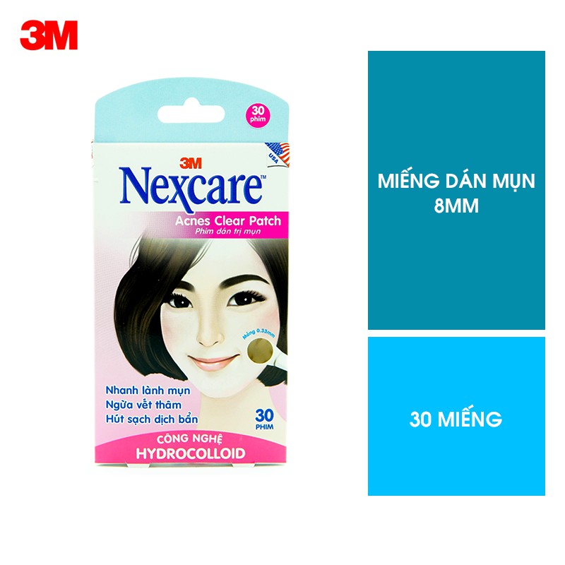 (HÀNG CHÍNH HÃNG) Miếng dán mụn 8mm Nexcare 3M TA030 30 miếng RẤT HIỆU QUẢ