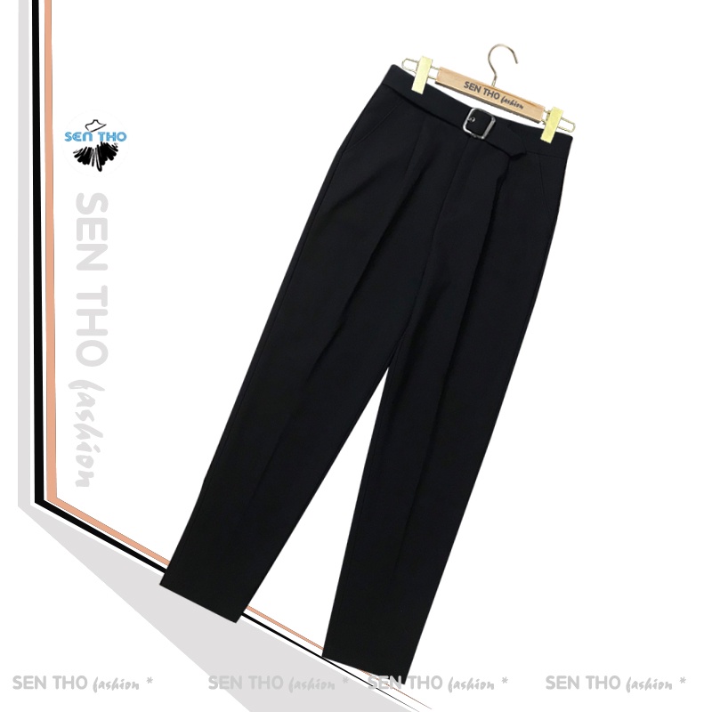 Quần Baggy Nữ Đai Ô Vuông Cạp Cao, Chất Vải Cao Cấp, Quần Vải Công Sở, Form Dáng Đẹp