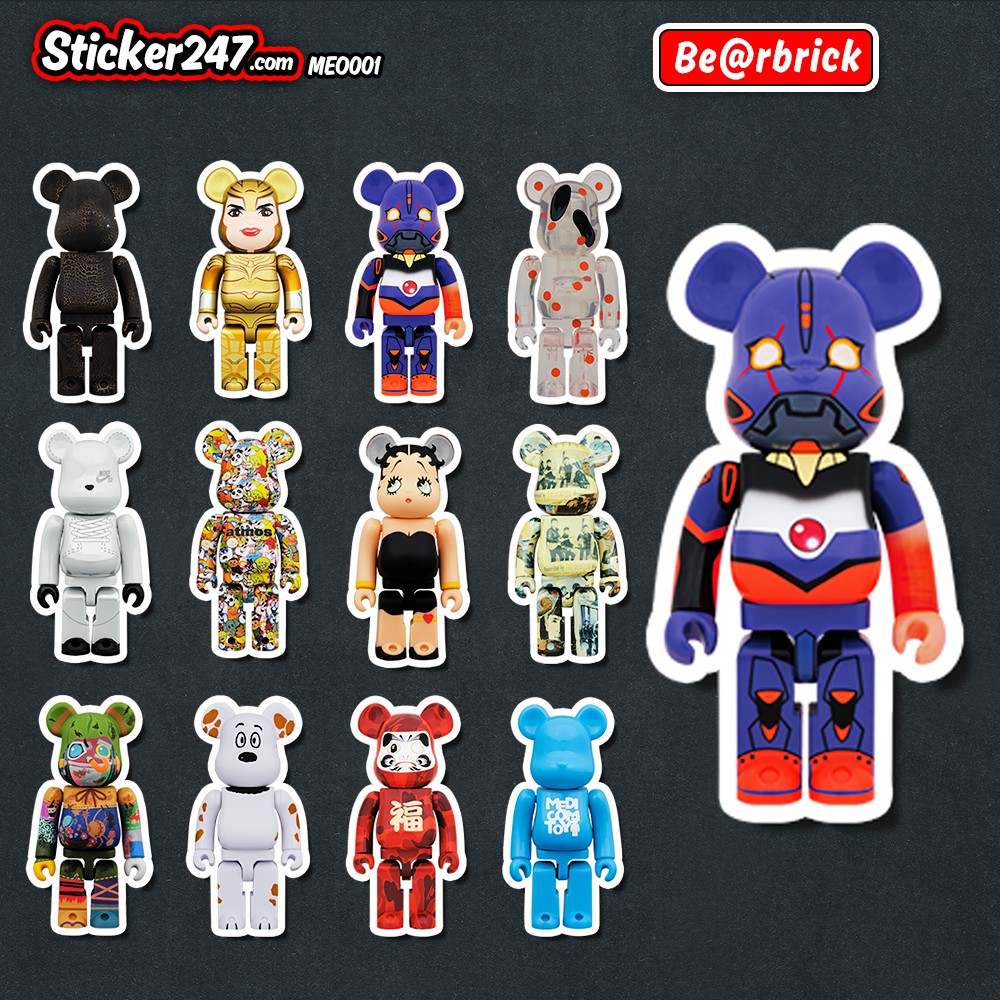 Bộ 12 Sticker Bearbrick 𝑭𝒓𝒆𝒆𝒔𝒉𝒊𝒑 chống nước hình dán xe, vali, đàn, laptop, ván trượt, ipad, điện thoại