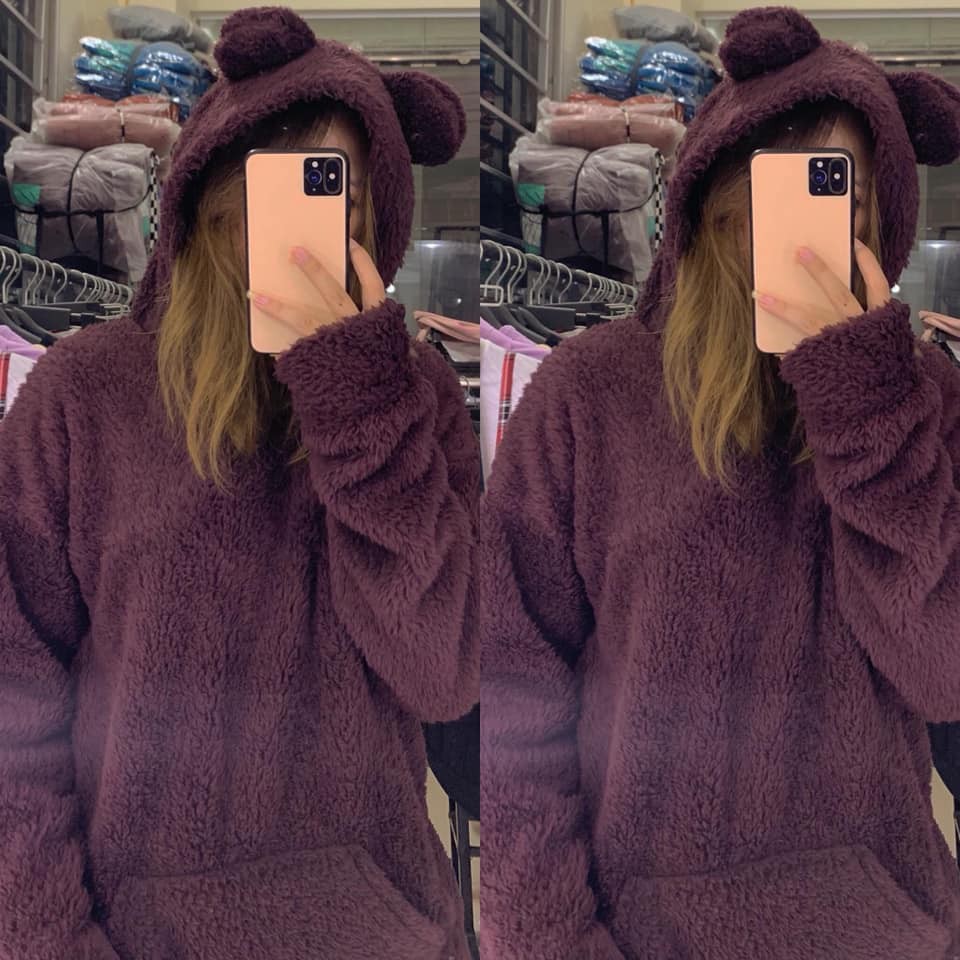 Áo nỉ lông mũ tai gấu nam nữ unisex SIÊU HOT | BigBuy360 - bigbuy360.vn