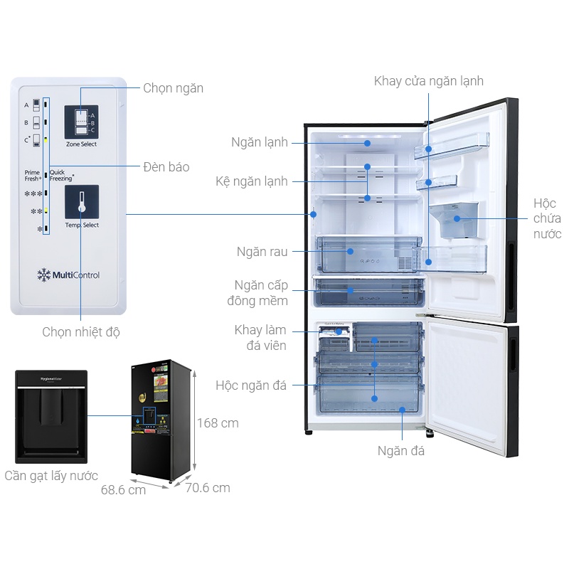 Tủ lạnh Panasonic Inverter 377 lít NR-BX421GPKV 2021, Ngăn cấp đông mềm, Lấy nước bên ngoài, GIAO HÀNG MIỄN PHÍ