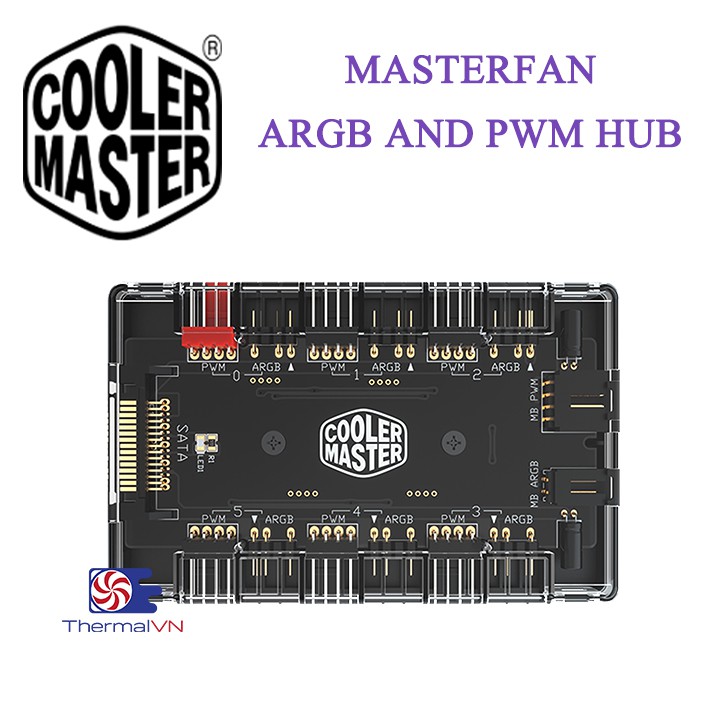 Bộ chia quạt Cooler Master Masterfan ARGB and PWM HUB - Hỗ trợ 6 cổng ARGB 5v 3-pin và 6 cổng PWM 4-pin