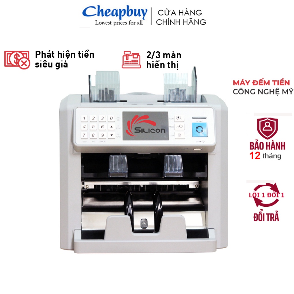 Máy đếm phân biệt tiền giả phân loại tiền 2 ngăn nhập khẩu SILICON MC-8PLUS - Hàng chính hãng bảo hành 1 năm