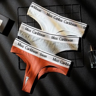 Hot, Quần lót cotton lọt khe viền chữ cá tính Miss Caribean