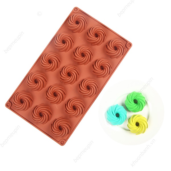 Khuôn rau câu silicon 3d vỉ 15 lốc xoáy xoắn ốc nhỏ