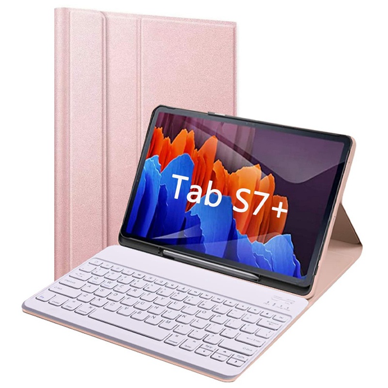 Keyboard Case for Samsung Galaxy Tab S7 , Ultra-Thin Removable Bluetooth Keyboard with Case for Tab S7 Plus 12.4-Inch