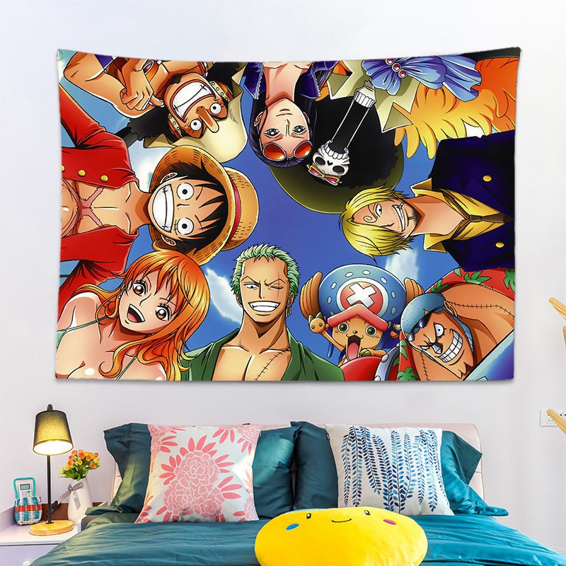 Giấy dán tường▧♙One Piece Anime background cloth ins hanging student dormitory bedside decoration room bedroom wall Sauron Luffy