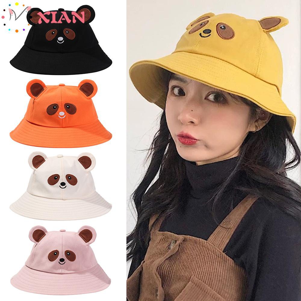 Nón Tai Bèo Vải Cotton Chống Nắng Họa Tiết Gấu Trúc Nhiều Màu Thời Trang Xuân Hè Cho Nam Và Nữ