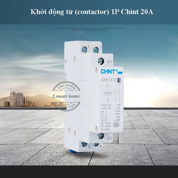 Khởi động từ 1P 20A 220V  Chint NCH8-20 lắp cùng công tắc điều khiển từ xa, công tắc hẹn giờ, ổ cắm hẹn giờ - Esmarthome