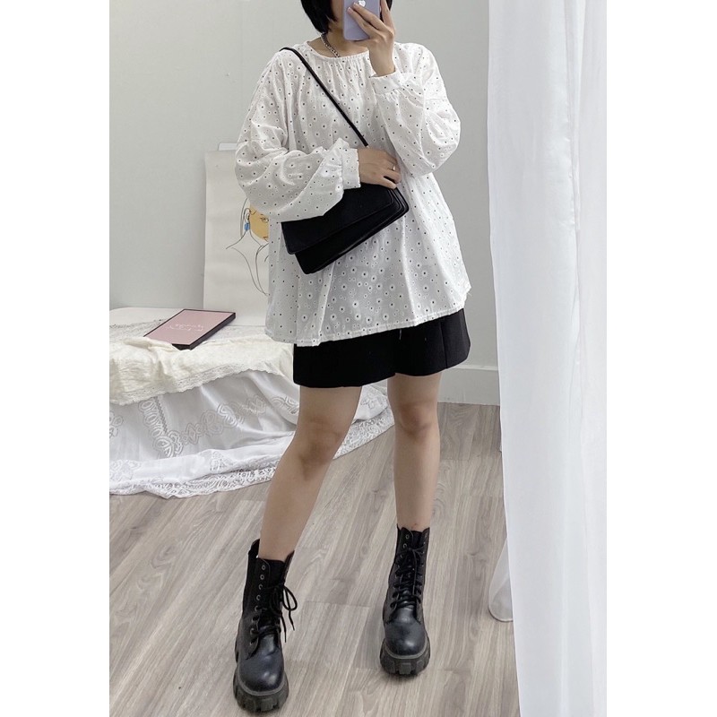 áo babydonl hoa cúc trắng