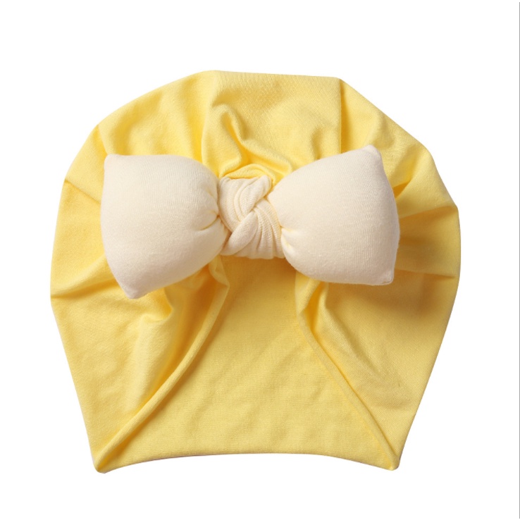 Mũ turban nơ tròn chất liệu cotton mềm mịn co dãn  dành cho bé gái từ sơ sinh