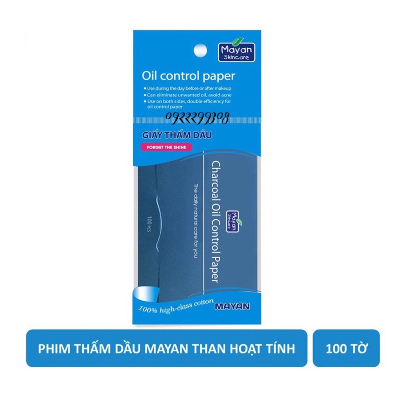 Giấy Thấm Dầu Than Hoạt Tính Mayan Charcoal Oil Control Paper 100 PCS