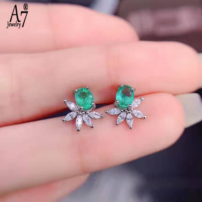 Bông Tai Đính Ngọc Lục Bảo A7