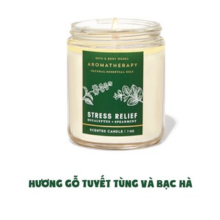 Nến thơm 1 bấc Bath and Body Works Stress Relief - Hương Tuyết Tùng và Bạc Hà - Auth Bill Mĩ
