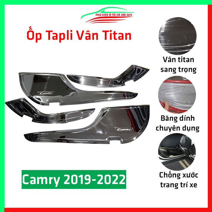 Bộ ốp tapli Camry 2019-2020 vân Titan chống xước va đập khi mở cửa và làm đẹp xe