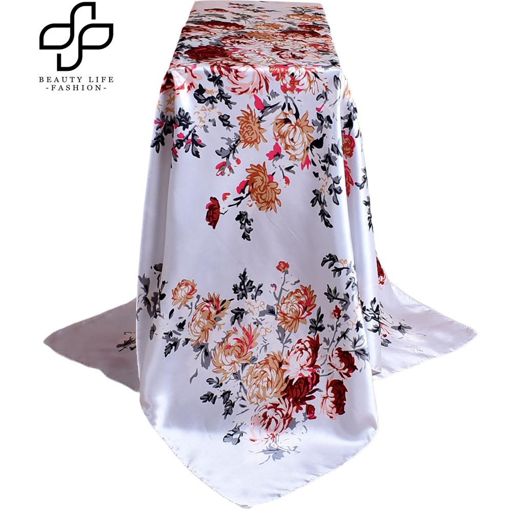 Khăn choàng cổ vuông 90x90cm in hoa