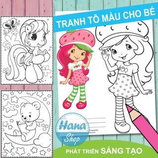 Combo 50 mẫu tranh tô màu trẻ em A5, đa dạng chủ đề bé trai, bé gái, nhân vật hoạt hình