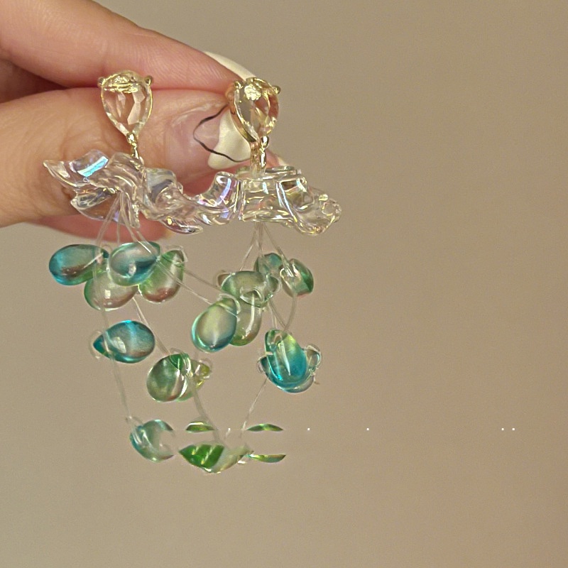 Đôi Bông Tai Hoa Tua Rua Đính Đá Thời Trang