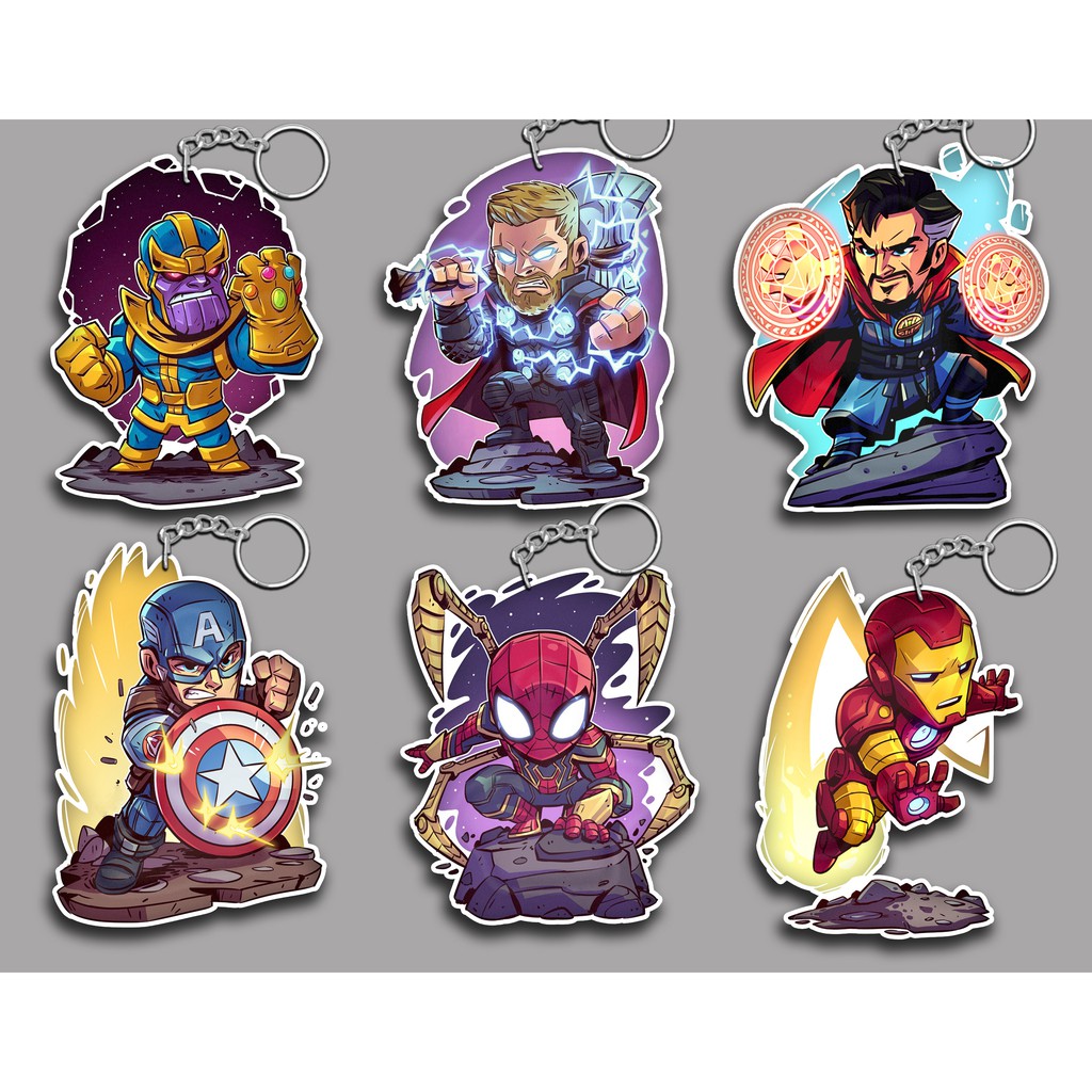 Móc khóa mica 2 mặt AVENGERS MARVEL handmade