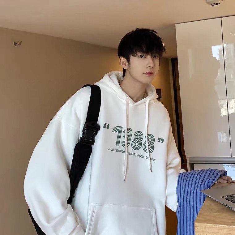 Áo hoodie Thể Thao Dáng Rộng Thoải Mái In Chữ Phong Cách Hàn Quốc Thời Trang Cho Nam Cỡ M-5XL