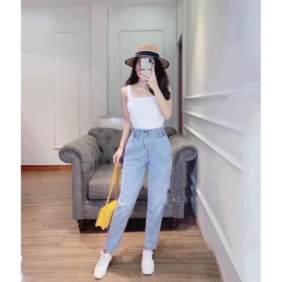 Quần jean cho nữ dáng baggy cạp chun mềm mịn basic Mẫu mới 2022 ! ! * / !