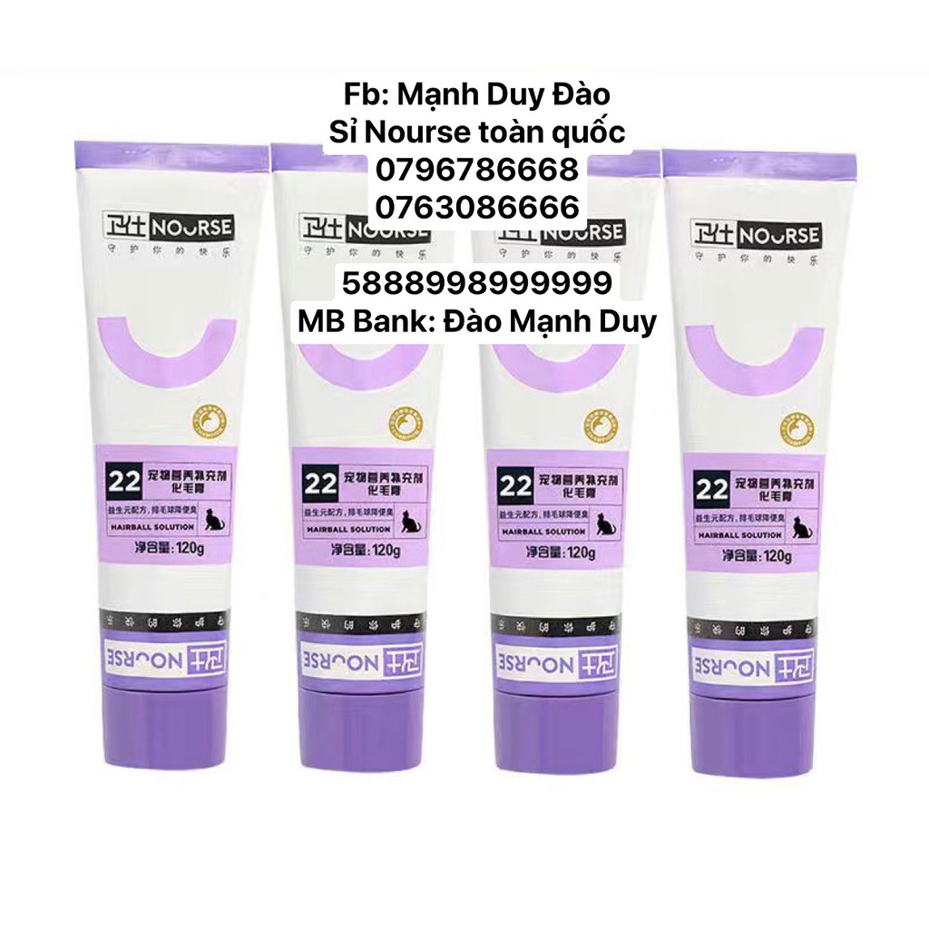 NOURSE 09 + NOURSE 22 :GEL DINH DƯỠNG KÍCH THÍCH ĂN NGON MIỆNG BỔ SUNG VITAMIN + TIÊU BÚI LÔNG TRÁNH TẮC RUỘT CHÍNH HÃNG