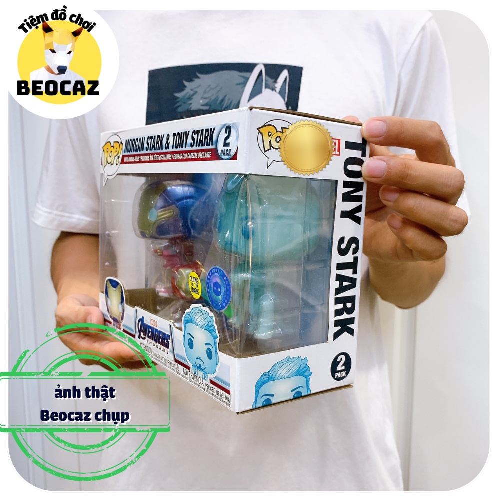 Đồ chơi Funko Pop Marvel Chính Hãng Iron man Người Sắt bé Morgan và Tony Stark Đồ chơi Beocaz GITD mô hình siêu anh hùng