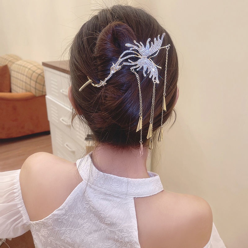 Kẹp Tóc Hình Bướm Phối Tua Rua Lưng Phẳng Siêu Nhấp Nháy Tinh Tế Cao Cấp Dành Cho Bạn Nữ