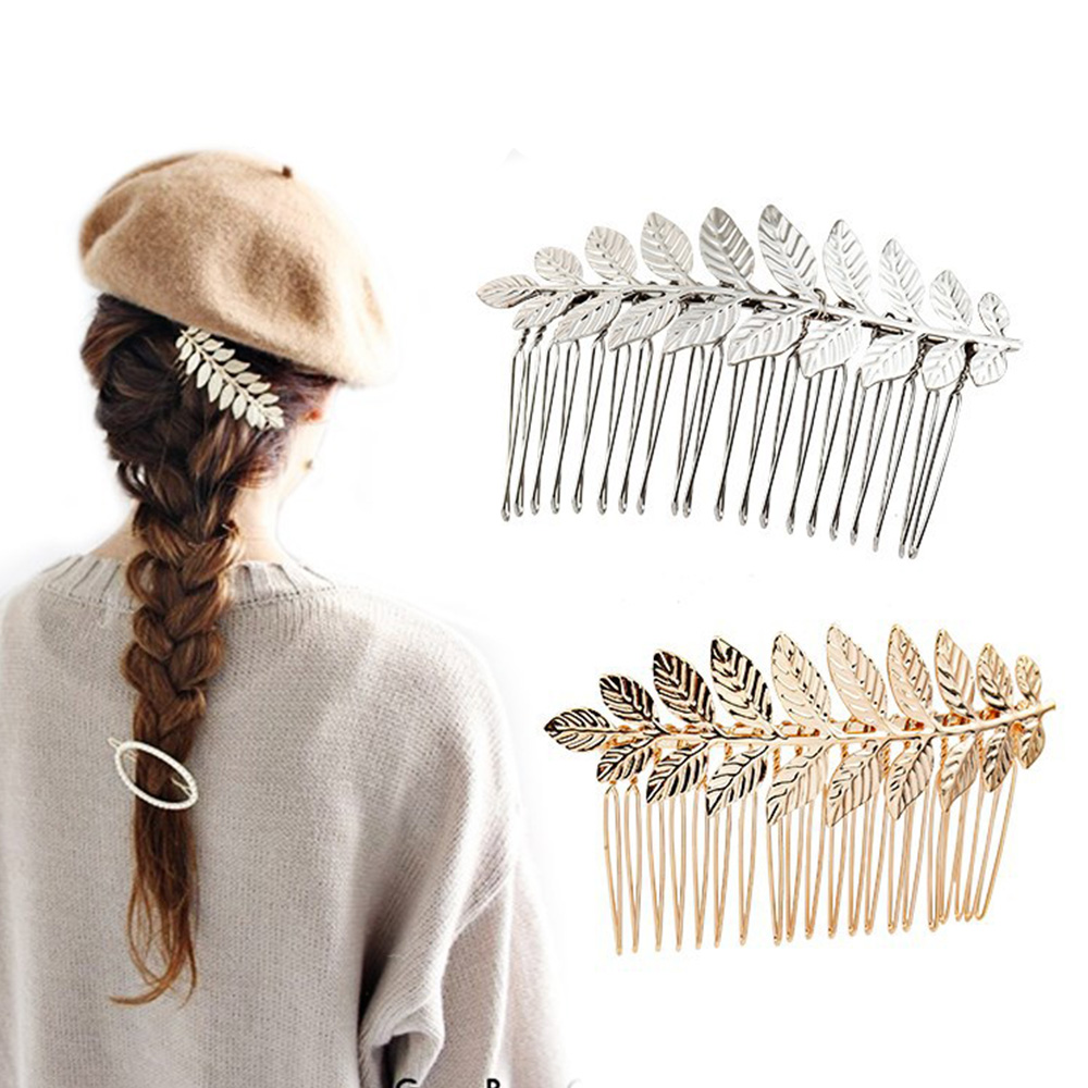 Cài Tóc Hình Chiếc Lá Đính Đá Sang Trọng Cho Cô Dâu