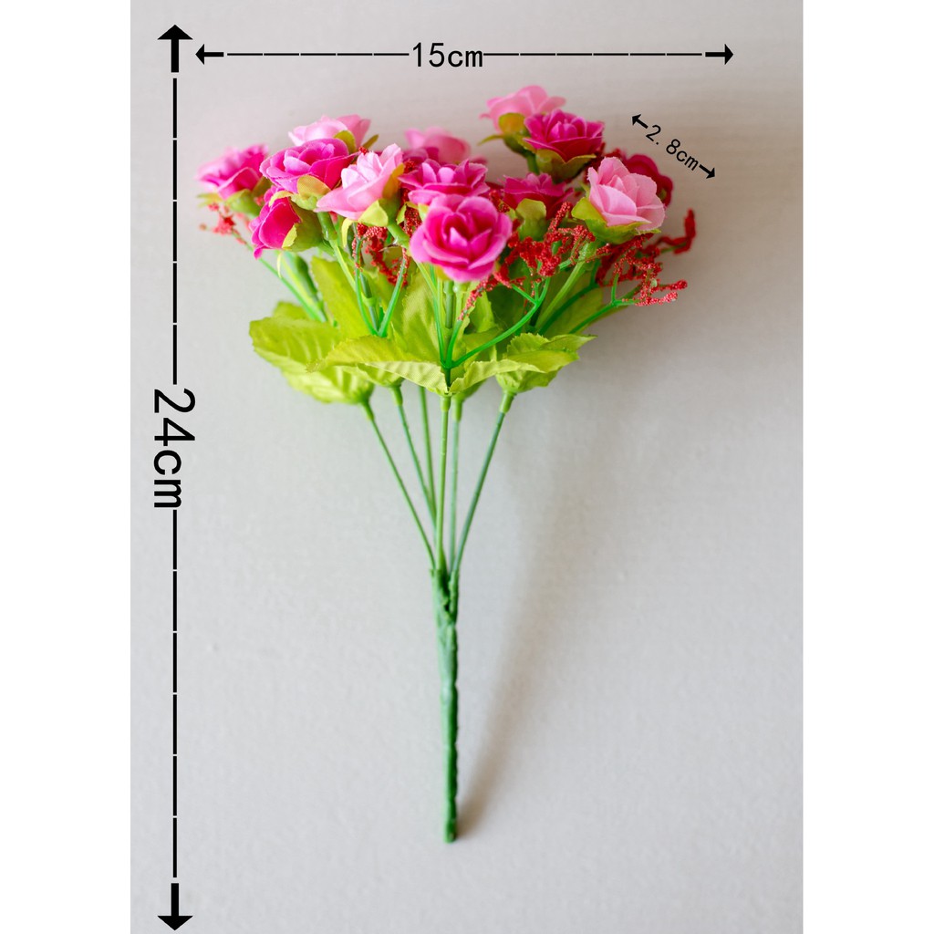 Chùm Hoa Hồng Rose - Hoa Giả Mix Màu Trang Trí Nhà Cửa Lizflower [B6-D3]