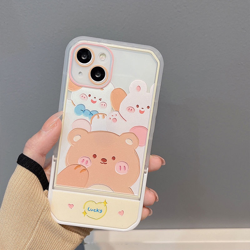 Ốp Điện Thoại Mềm Hình Gấu/Thỏ Dễ Thương Cho Iphone13promax Apple 12 11 Xs XR
