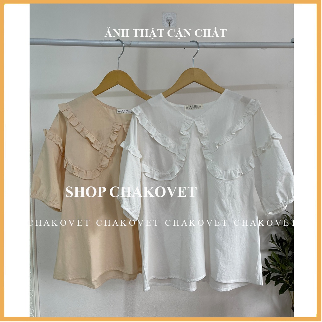 Áo sơ mi nữ tay ngắn form rộng A873 cổ chữ V, tay bồng retro kiểu pháp thiết kế sang trọng hàng đẹp mặc đi làm đi học | BigBuy360 - bigbuy360.vn