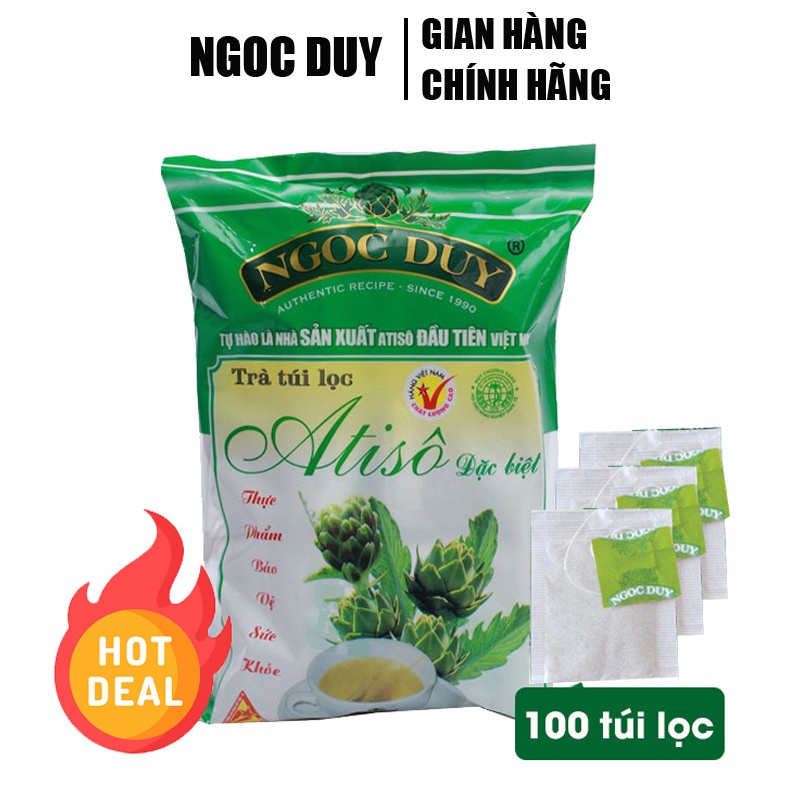 [Mã BMBAU50 giảm 7% đơn 150K] Trà atiso túi lọc đặc biệt Ngọc Duy Garin gói xanh 100 túi lọc giải độc gan