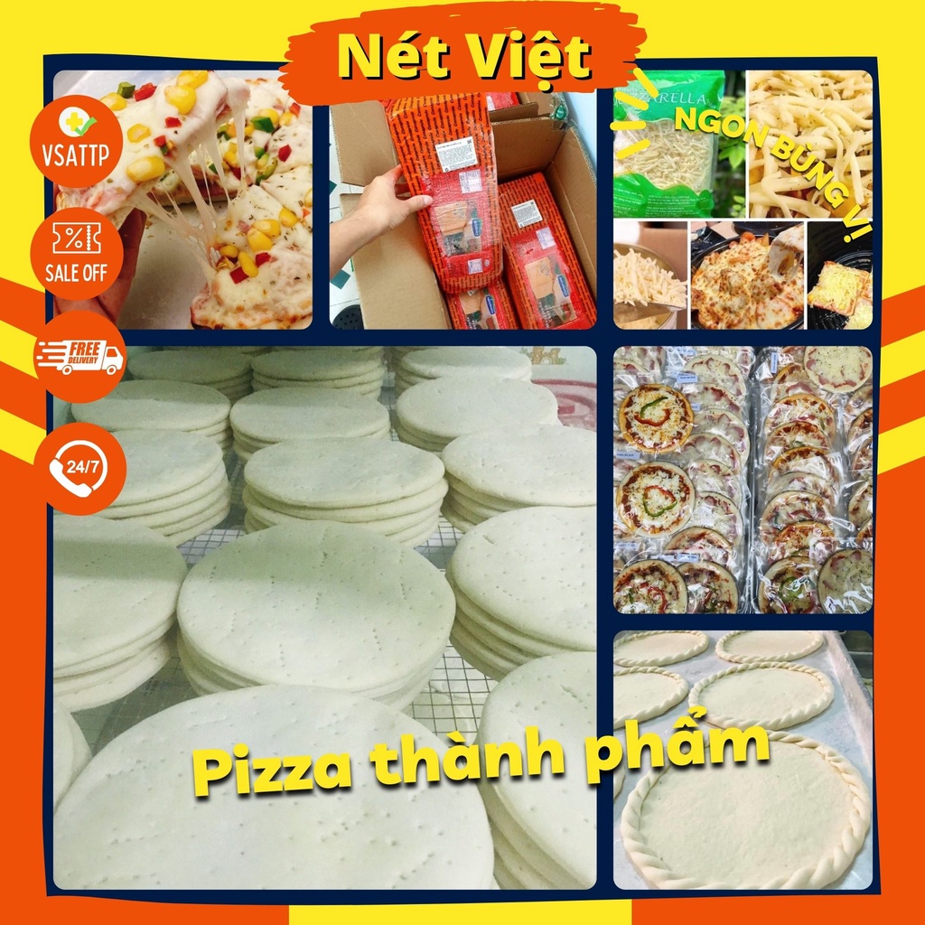 Đế bánh pizza, đế pizza làm sẵn thơm giòn chuẩn vị Ý, tặng kèm lá thơm Oregano và tương cà cholimex