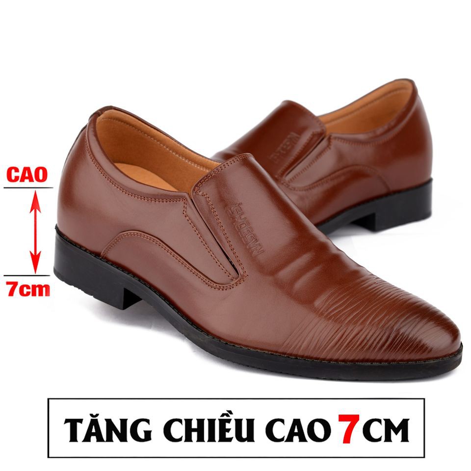 Giày công sở nam Tăng 7Cm Chiều Cao da bò thật ISHOESVN IS294