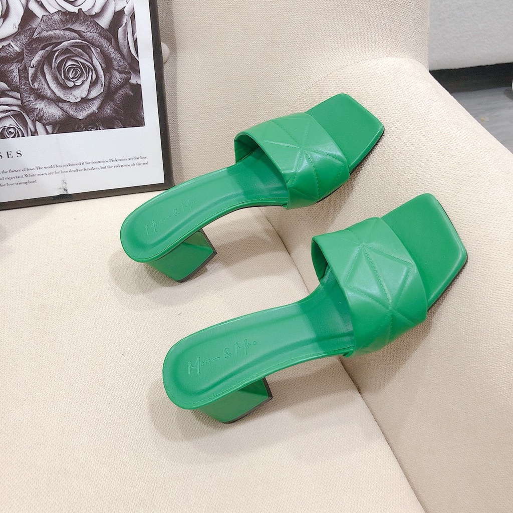 Guốc quai ngang cao 5 cm bản trần chỉ mẫu mới siêu Hot chất da mềm đi êm chân dành cho nữ