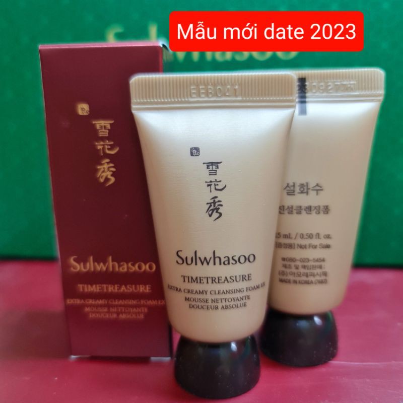 Sữa rửa mặt cấp ẩm, chống lão hóa thông đỏ sulwhasooo timetriasure extra creamy cleansing foam ex (15ml)