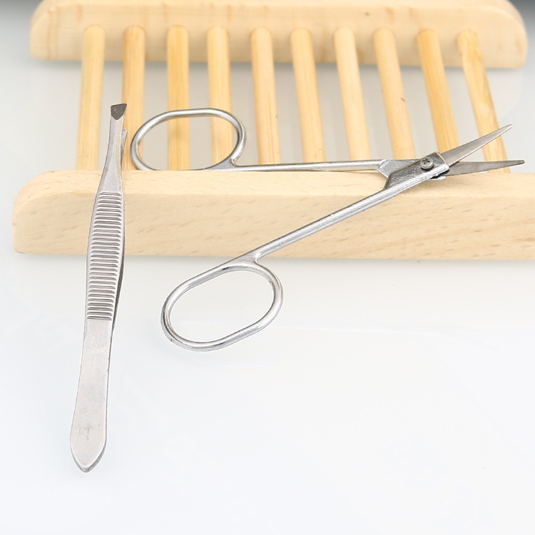 Combo Nhíp Nhổ Lông Nách, Râu, Tóc Bạc và Kéo Cong Tỉa Lông Mày, Cắt Lông Mũi - Kéo Cong Cắt Mi Giả - đồ trang điểm