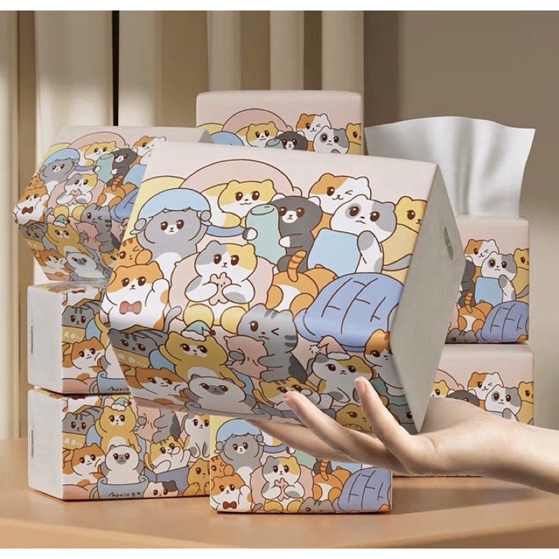 [Link 2_Freeship] Khăn giấy Mèo Miumiu chính hãng 4 lớp siêu dai mềm mịn Layla Corner / Giấy ăn giá rẻ mèo, gấu trúc,thỏ
