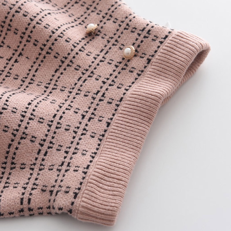 Bộ đồ BEAR LEADER gồm áo sweater dệt kim diềm xếp nếp và chân váy màu trơn dễ thương thời trang 2022 dành cho trẻ em