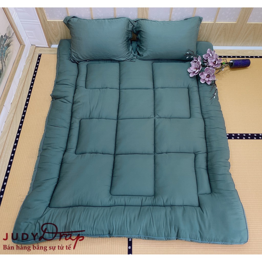 Topper Nệm Lông Vũ Nhân Tạo Mát Lạnh Màu Xanh rêu 10cm