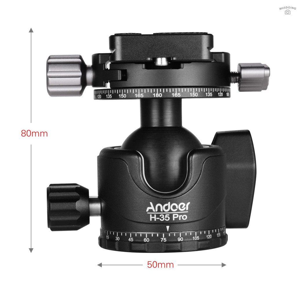 Đầu bi gắn chân máy ảnh Andoer H-35 Pro Pro Panorama bằng hợp kim nhôm 15kg/ 33lbs