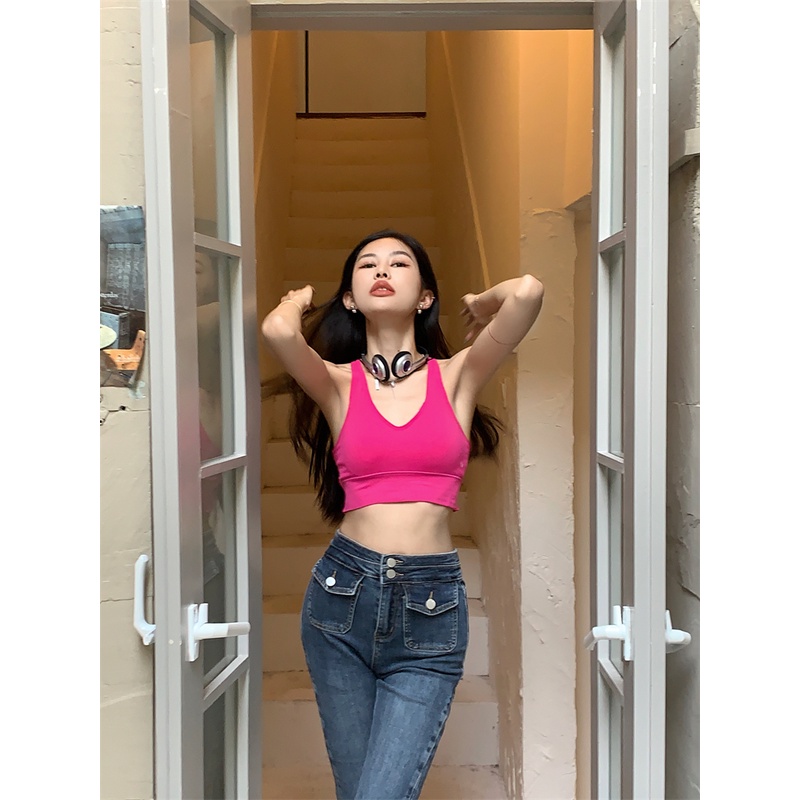 Áo Hai Dây Hở Lưng Có Đệm Ngực Thời Trang Hàn Quốc Quyến Rũ Cho Nữ